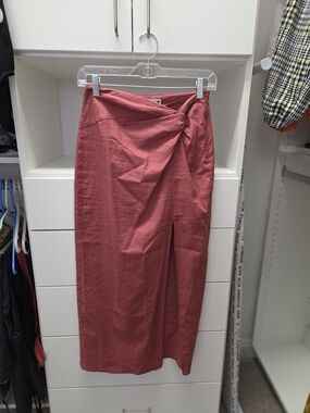 Zara Rose-Pink Twist Midi Skirt